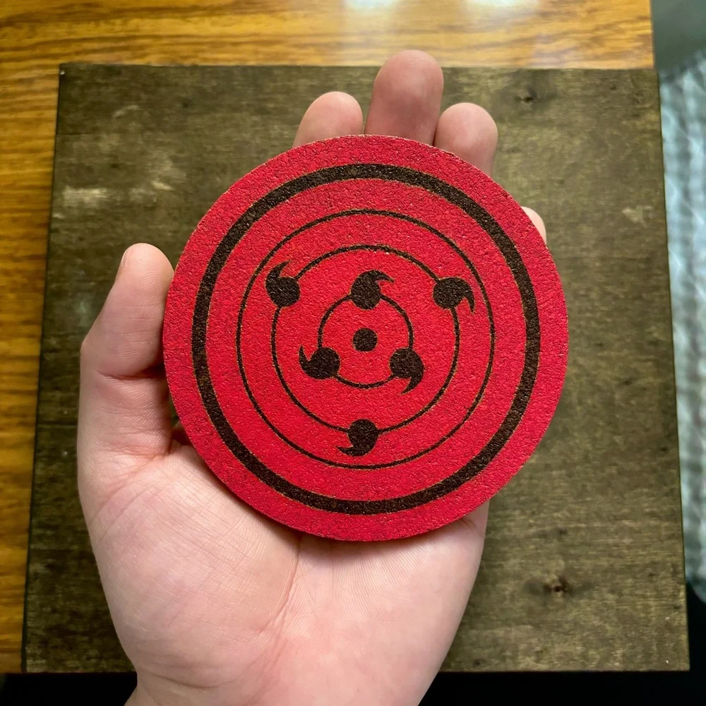 Naruto Ten Tails Rinne Sharingan Laser Engraved Painted Cork Coaster